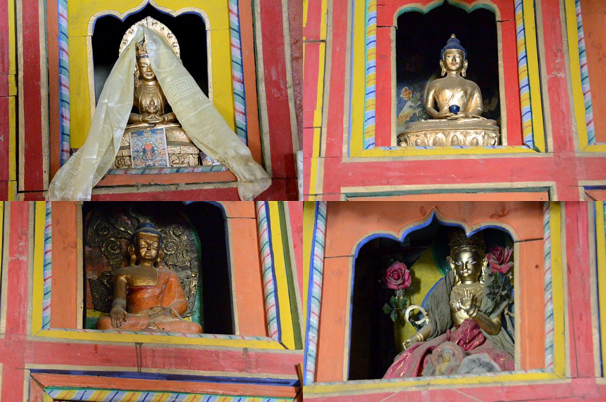 22 Statues Of Amitayus, Amitabha, Buddha and White Tara Inside Tashi Lhakhang Gompa In Phu 